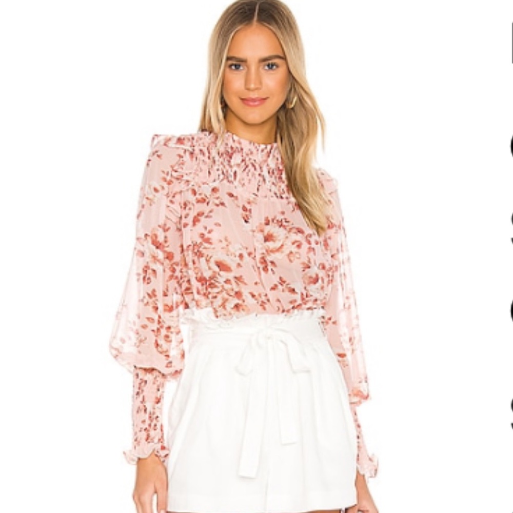 Bardot Pink Ruffled Long Sleeve Blouse